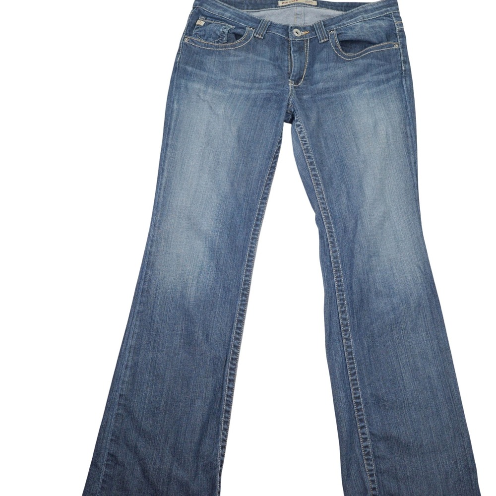 Big Star Maddie Jeans Women 31L ACT 35.5W 34L Blue Bootcut‎ Denim Stretch Y2K